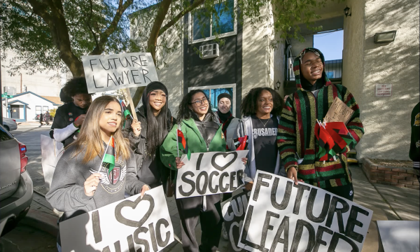 Faith Lutheran High School BSA students march at the MLK parade downtown. 